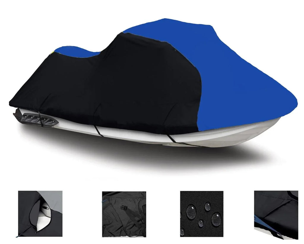 BLACK / BLUE HEAVY-DUTY Cover Compatible for YAMAHA PWC Jet ski cover Compatible for WaveBlaster II 750 1996 1997 TOP OF THE LINE 1-2 Sizeeater