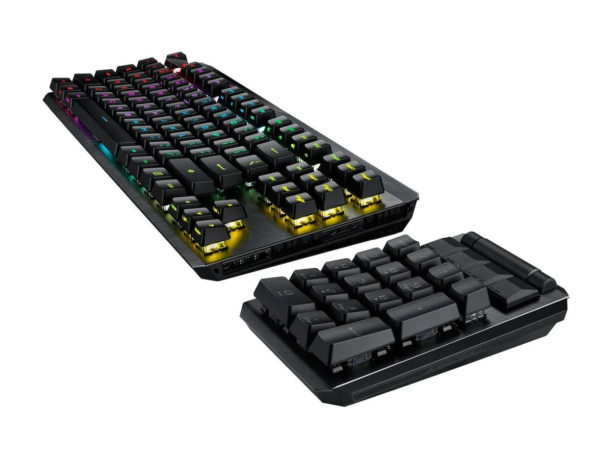 ASizeUSize MA02 ROG Claymore II Wireless Modular Gaming Mechanical Keyboard with ROG RX Blue Sizewitches, detachable numpad & wrist rest