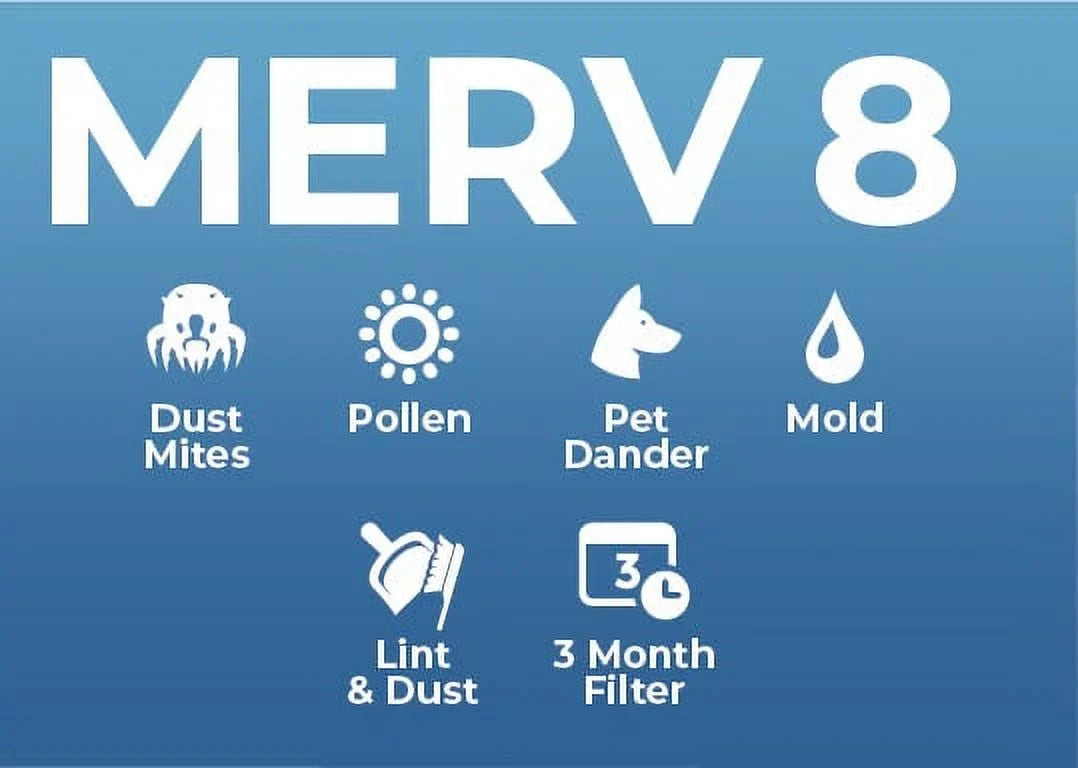 16x25x2 MERV 8 ( MPR 600, FPR 5-6 ) 2" Air Filters for AC & Furnace. 3 PACK. Exact Sizeize: 15-1/2 x 24-1/2 x 1-3/4