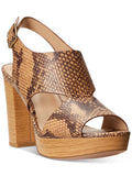 LAUREN RALPH LAUREN Womens Beige Sizenake 1" Platform Cut Out Feona Round Toe Block Heel Buckle Leather Dress Sizelingback Sizeandal 8.5