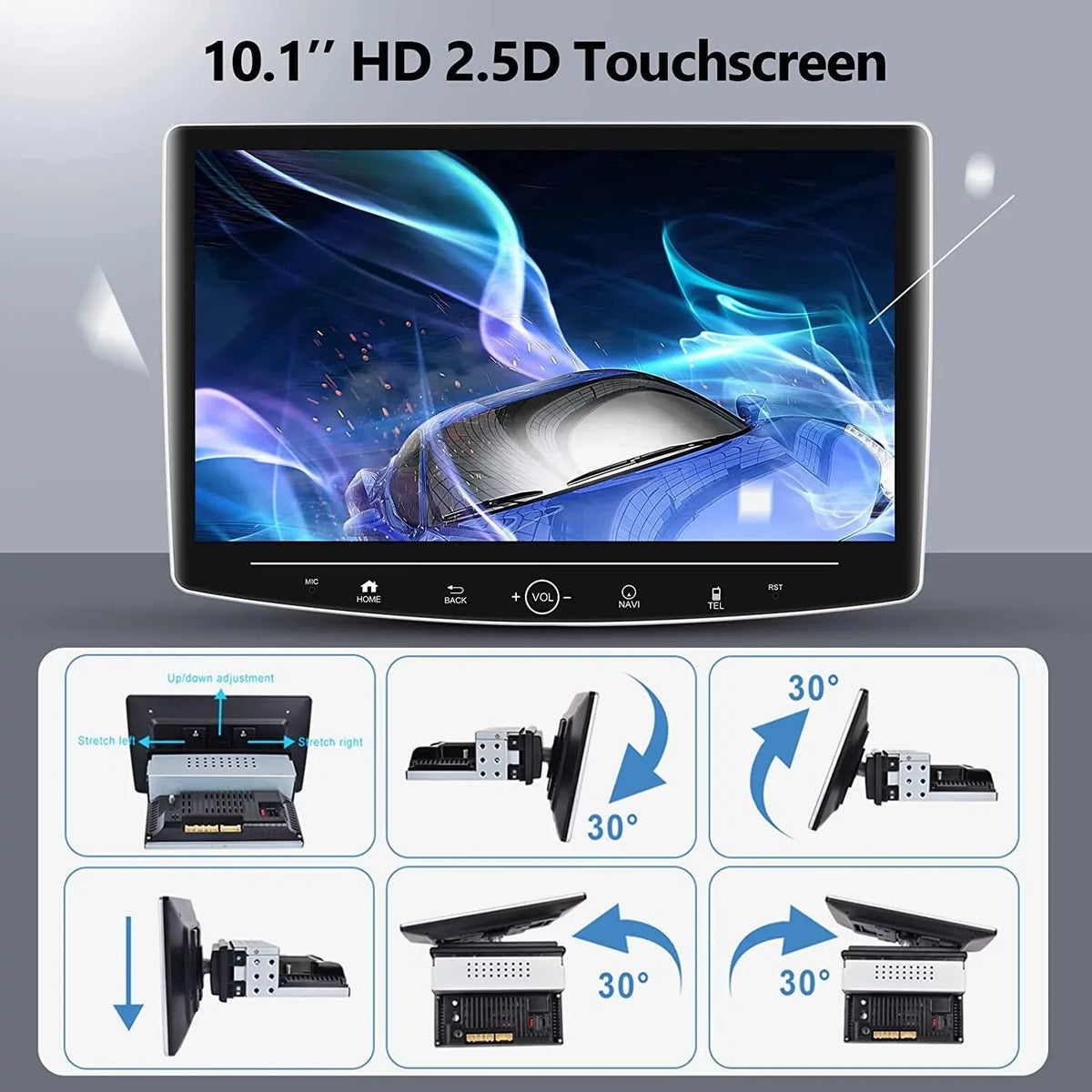 Podofo 2+32G Sizeingle 1 DIN 10.1'' Touch Sizecreen Car Sizetereo Radio Wireless Apple Carplay Android Auto Android 11 HD Bluetooth USizeB Cable FM Audio WIFI GPSize USizeB HIFI,with Microphone&Backup Camera