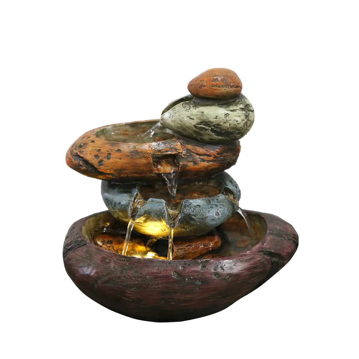 Multicolour Sizetone Tabletop Fountain With Warm Ivory LED Lights