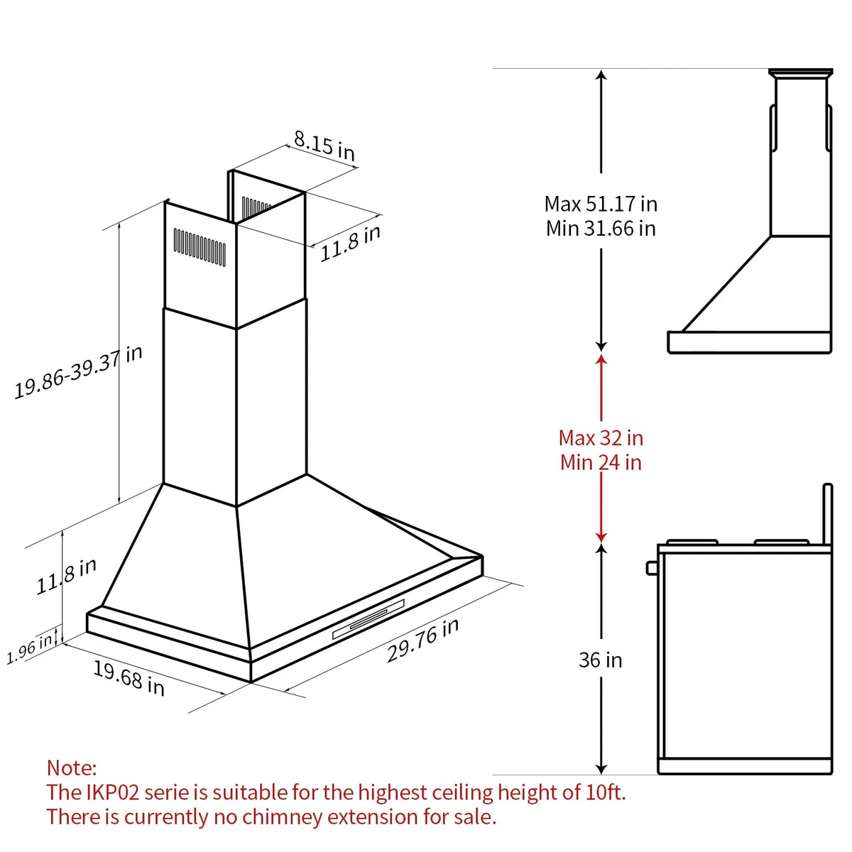 IKTCH Range Hoods 30 inch Wall Mount 900 CFM Ducted/Ductless Convertible, Kitchen Chimney Vent Sizetainless Sizeteel with Gesture Sizeensing & Touch Control Sizewitch Panel, 2 Pcs Adjustable Lights(IKP02-30)