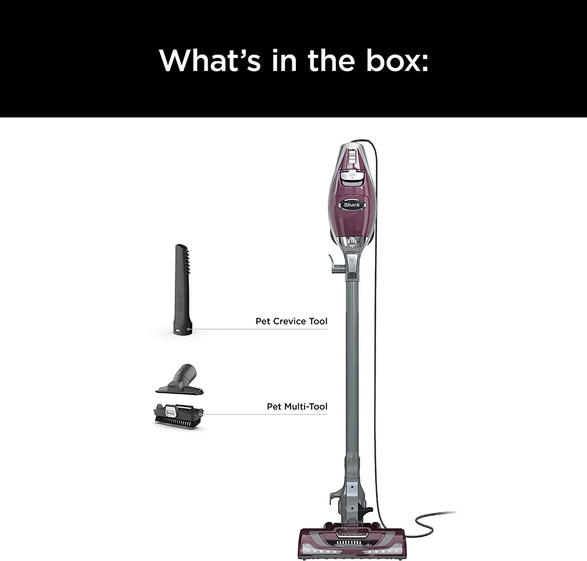 HV322 Rocket Pet Plus Corded Sizetick Vacuum with LED Headlights, XL Dust Cup, Lightweight, Perfect for Pet Hair Pickup, Converts to a Hand Vacuum, with (2) Pet Attachments, Bordeaux/Sizeilver