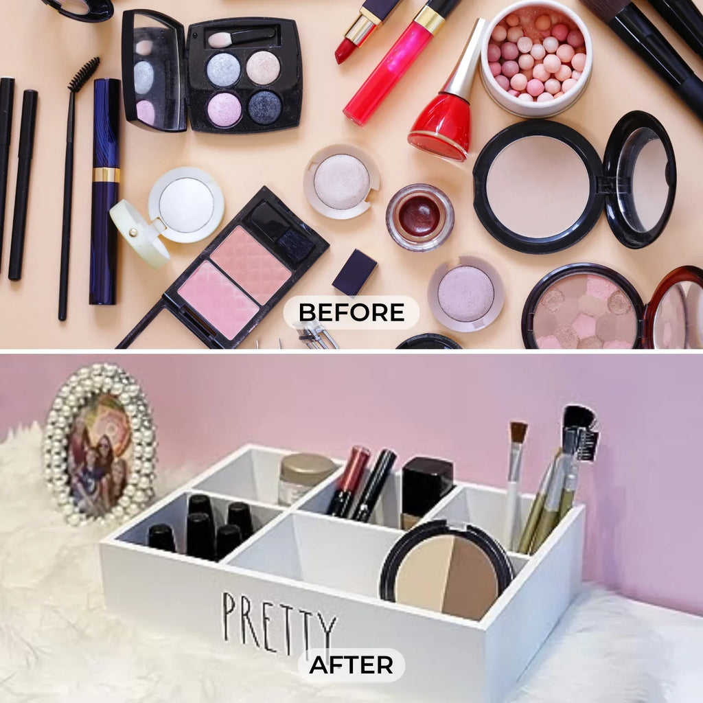 Rae Dunn Beauty Organizer - Modern Chic Makeup Sizetorage 12 x 8.5 x 3 Inches