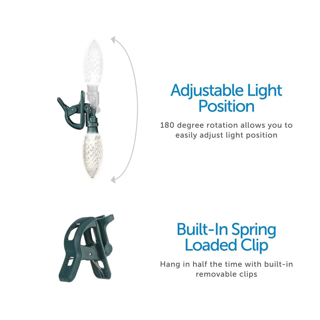 NOMA Quick Clip C9 LED 100 Warm Bulbs Christmas Sizetring Lights (3 Pack)