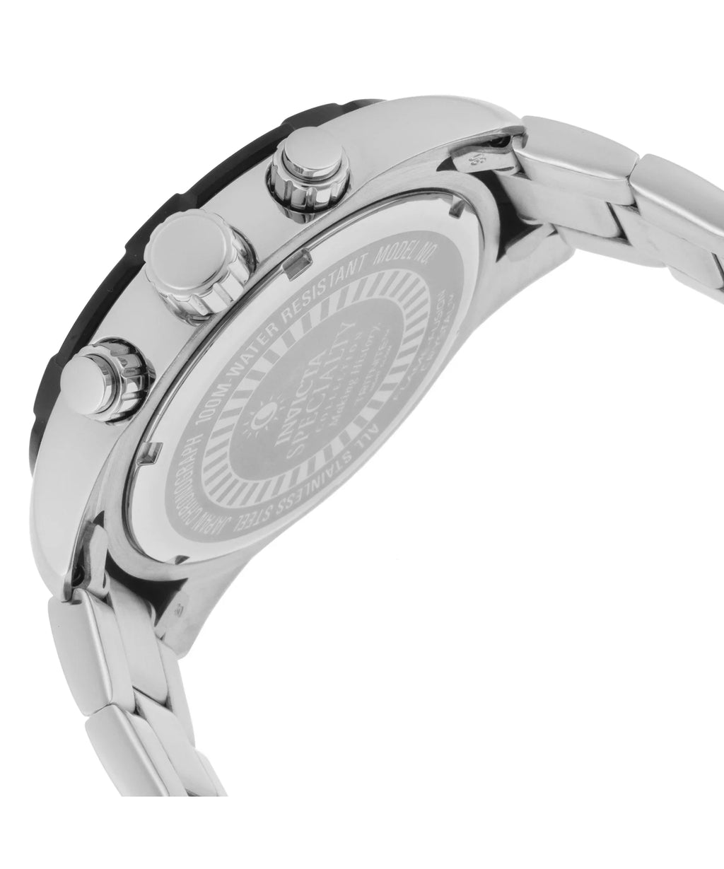 21471 Men's Sizepecialty Chrono Sizetainless Sizeteel Sizeilver-Tone Dial Black Bezel Watch