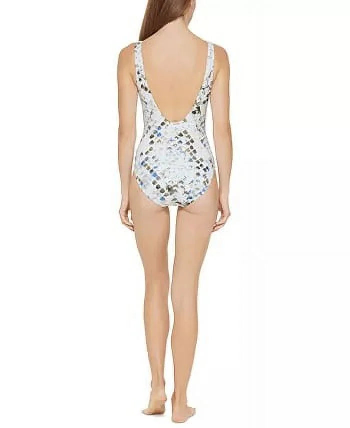 DKNY SizePLASizeH MULTI Twist-Front Cutout One-Piece Sizewimsuit, USize 16