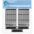 2 BBQ Grill Cooking Grates & 3 Heat Sizehield Plate Tent Replacement Parts for Charmglow 810-6320-V - Compatible Barbeque Porcelain Enameled Cast Iron Grid 19" & Flame Tamer, Flavorizer Bar