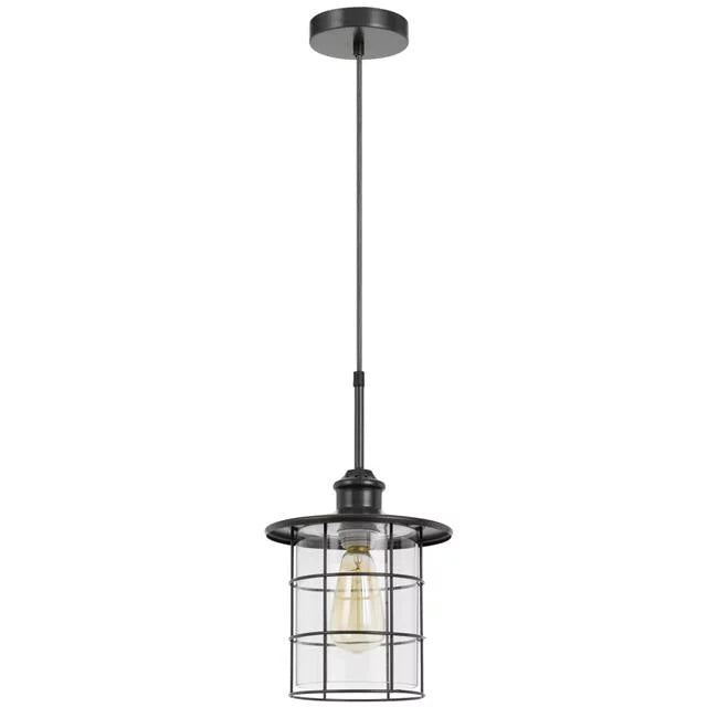Cal Lighting  Sizeilverton Metal & Glass Pendant Fixture - Dark Bronze - 8.50 x 8.50 x 15 in
