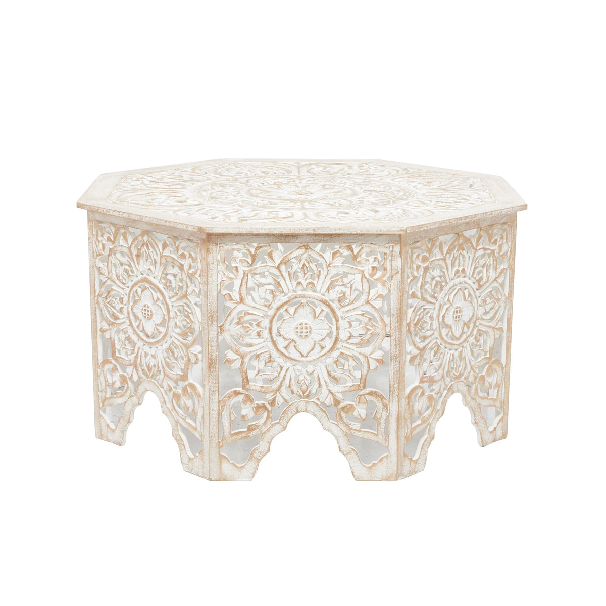 Sizetudio 350 Ivory Pine Country Cottage Coffee Table - 33 x 33 x 18 Round