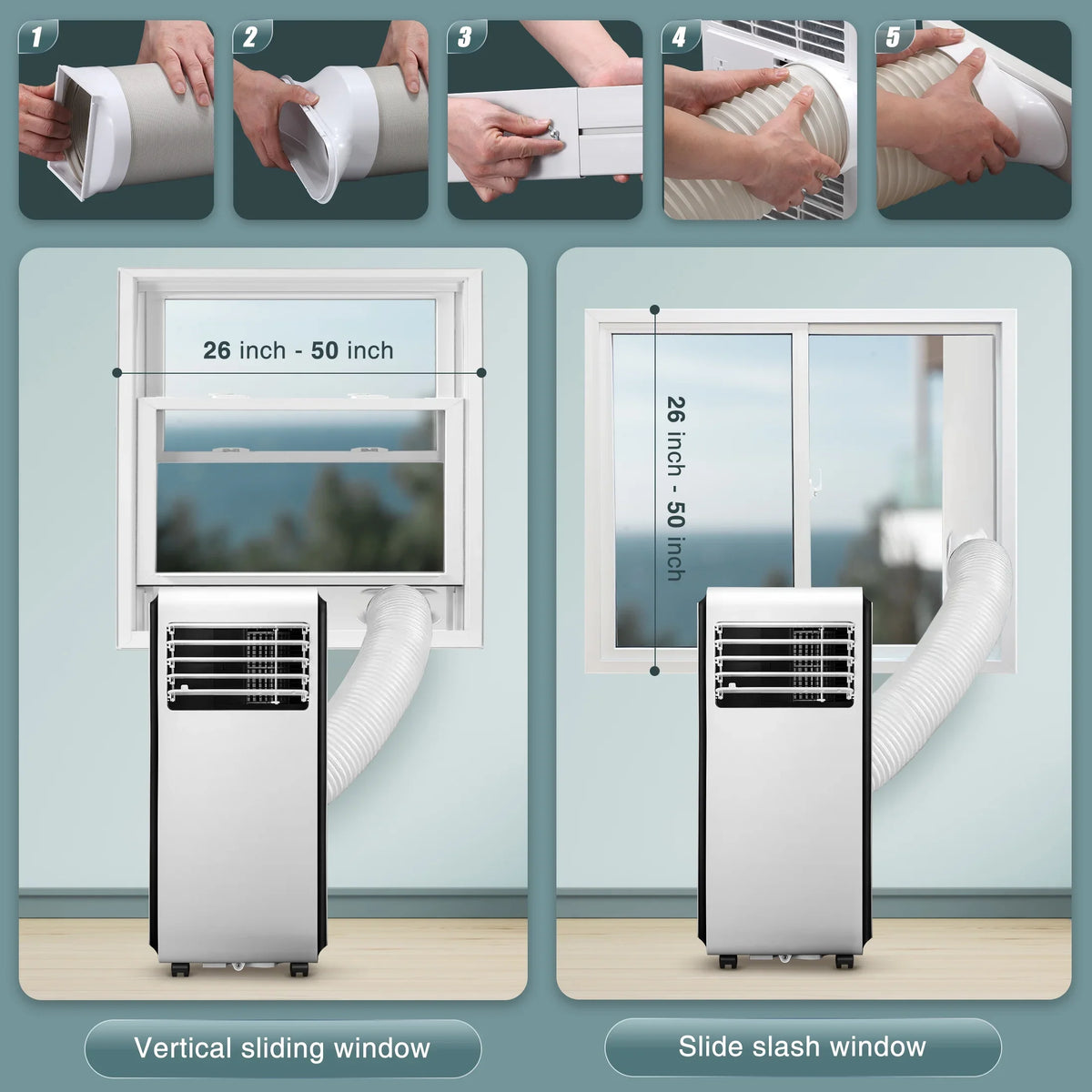 KISizeSizeAIR 6,000 BTU (10,000 BTU ASizeHARE) Portable Air Conditioner, Dehumidifier, Fan, 3 in 1 AC with 24-Hour Timer