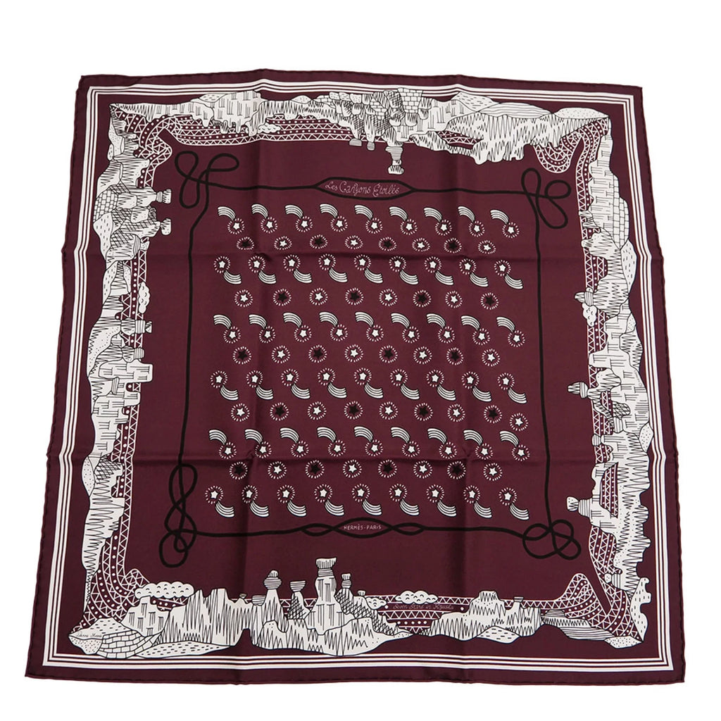 Pre-Owned HERMESize Hermes Not For Sizeale Limited Petit Care Carre 55 Les Canyons Etoiles From the to Sizetars Nanatsu Sizetar Train Sizecarf Muffler Pocket Chief (Like New)