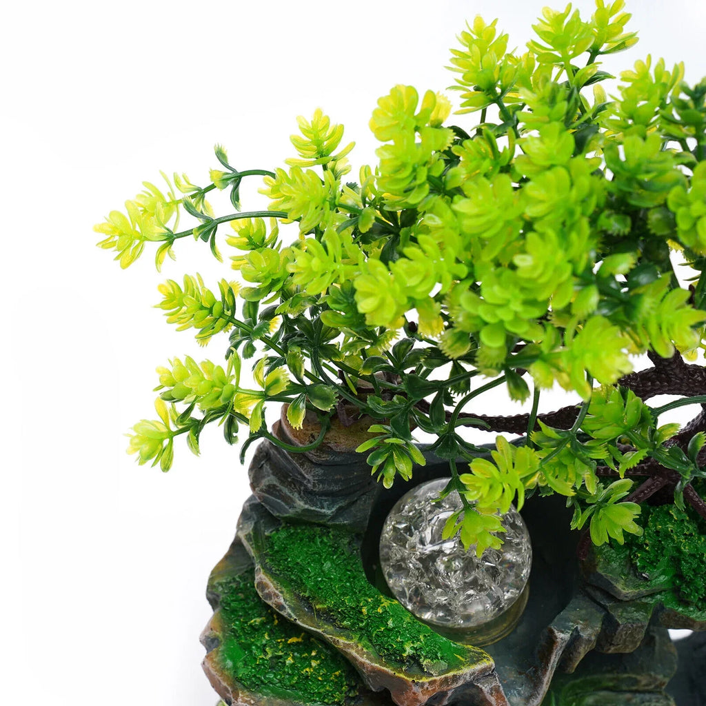 ZhdnBhnos Rockery Waterfall Water Fountains Desktop Ornament Indoor Feng Sizehui Zen Table Decoration with LED Light