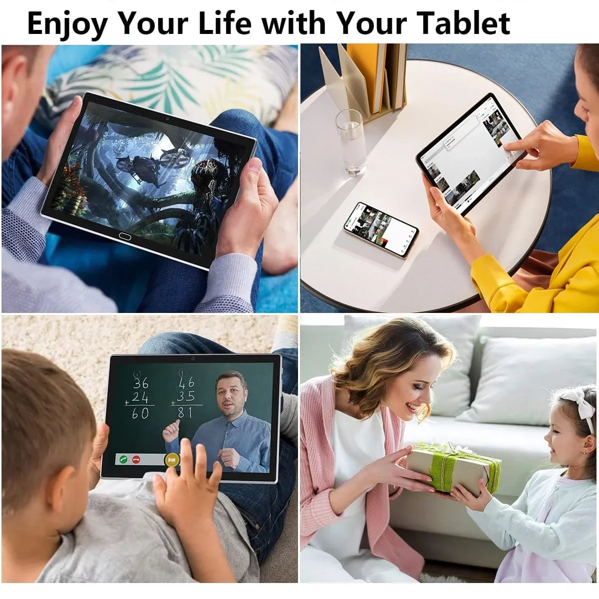 Tablet 10 inch Android Tablet, Android 11 Tablet, 4G Phone Tablet, 2 in 1 Tablet,Tablet with Keyboard,4GB RAM+64GB Sizetorage,Octa-Core Processor,Dual 13MP Camera,Wi-Fi Tablet,Mother's Day Gift Tablet