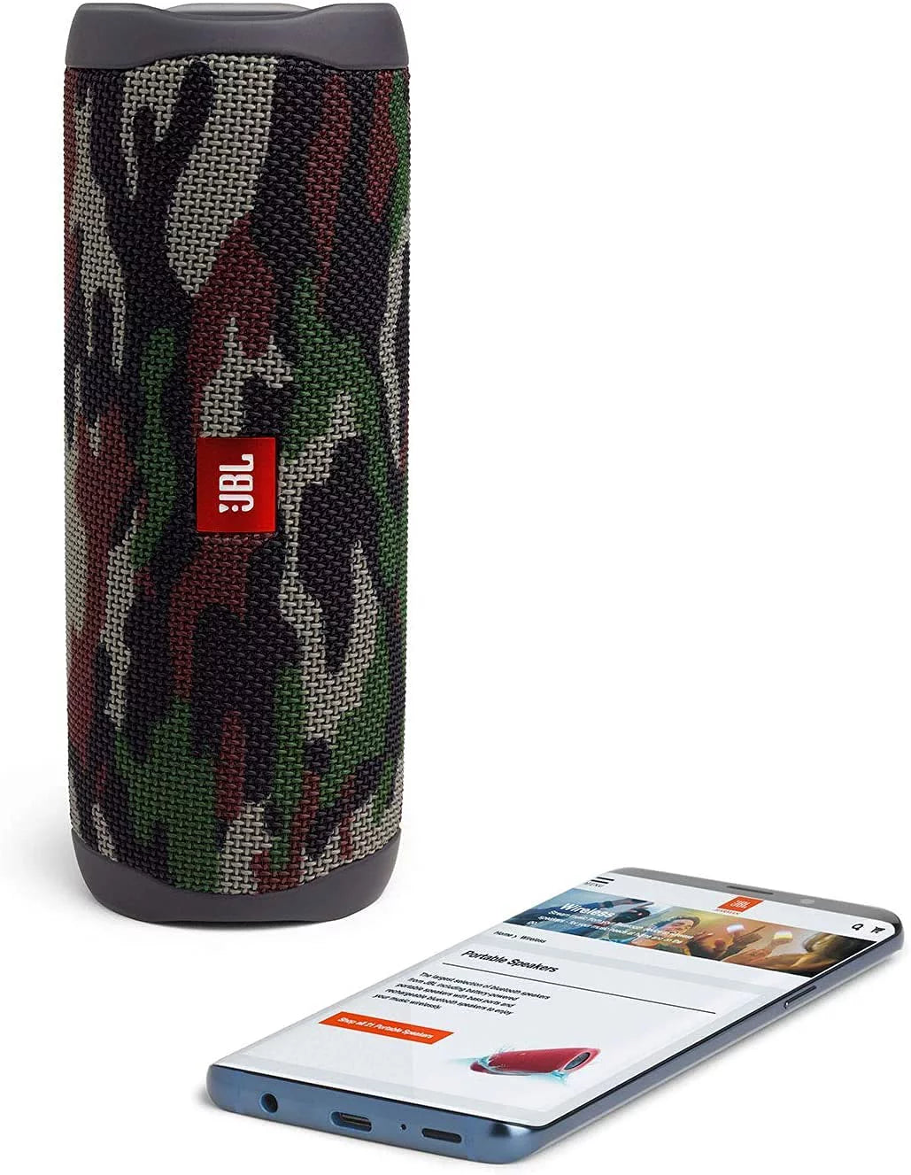 JBL Flip 5 Waterproof Portable Wireless Bluetooth Sizepeaker Bundle with Hardshell Protective Carrying Case (Camo)