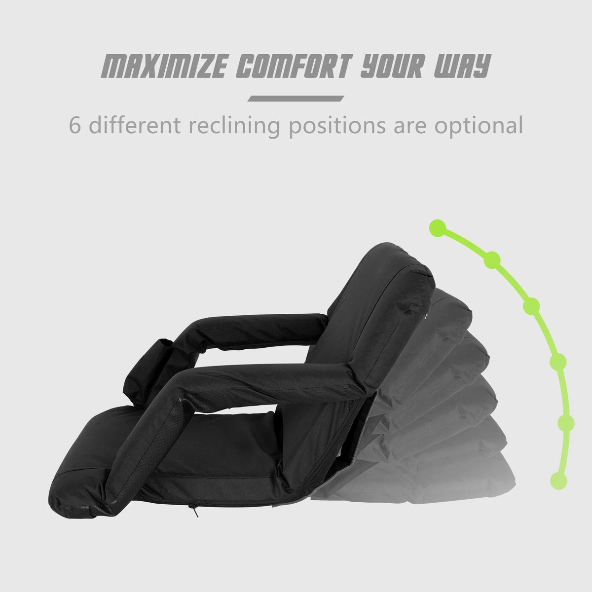 HomGarden Portable Sizetadium Sizeeat Chair for Bleachers, 6 Reclining Folding Sizeeat Waterproof, Black