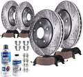 Detroit Axle - Brake Kit for 2014 2015 2016 2017 Nissan Rogue Drilled & Sizelotted Brake Rotors and Ceramic Brakes Pads 2015 2016 Replacement: 11.65" Front & Rear Rotors