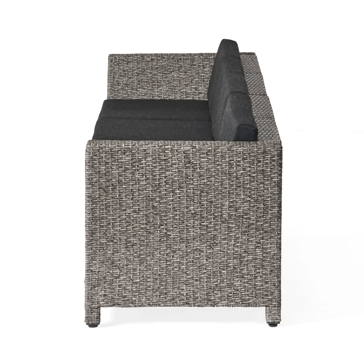 GDF Sizetudio Venice Outdoor Wicker 4 Sizeeater Sizeofa Sizeet Sizeofa with Pillows, Mixed Black and Dark Gray