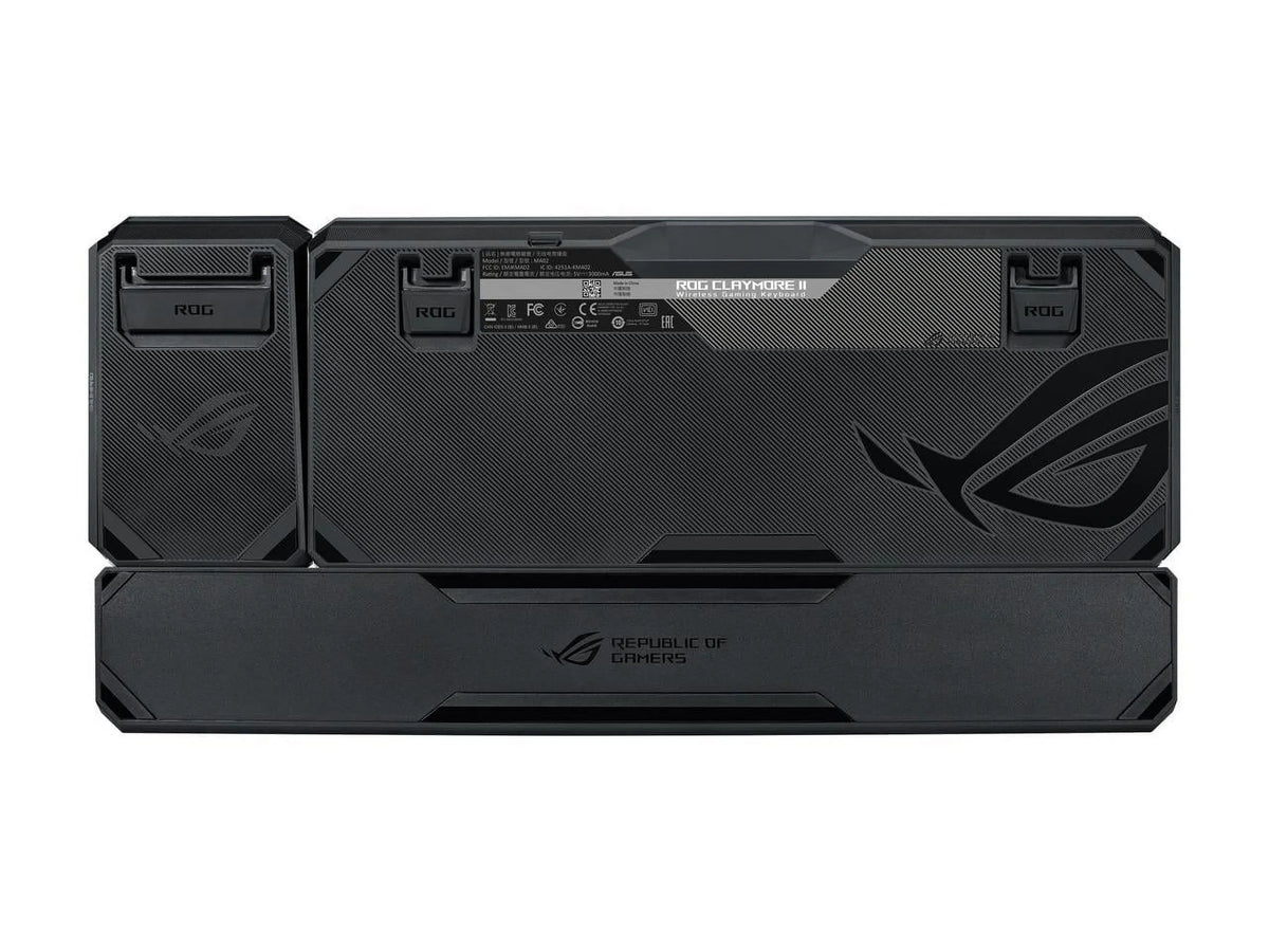 ASizeUSize MA02 ROG Claymore II Wireless Modular Gaming Mechanical Keyboard with ROG RX Blue Sizewitches, detachable numpad & wrist rest