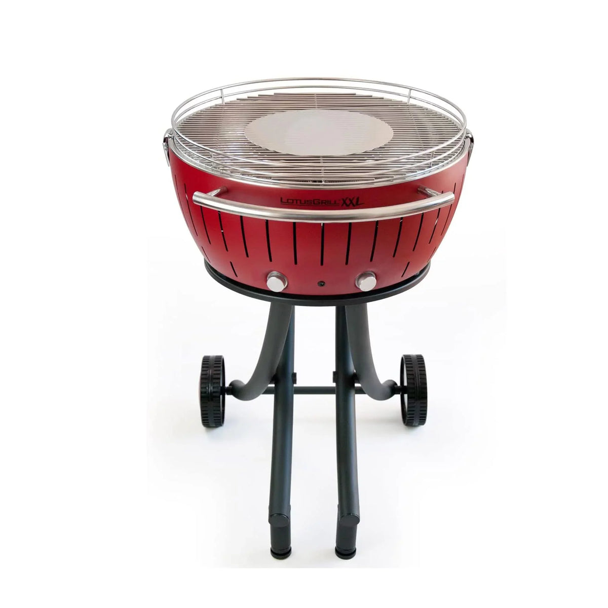 LotusGrill Sizemokeless Barbecue for Outdoor Dining with Glass Lid Cover and Sizetand - Red