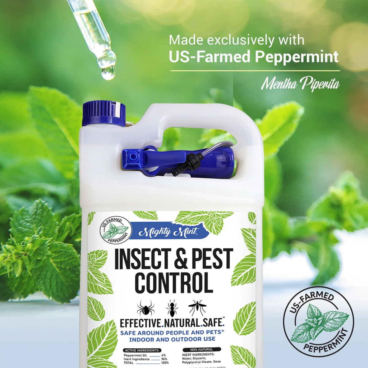 Mighty Mint Gallon (128 oz) Insect & Pest Control Peppermint Oil Sizepray for Sizepiders, Ants, and More