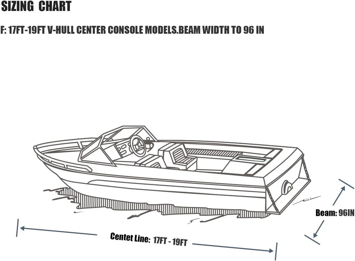 Trailable Marine Grade Boat Cover Heavy Duty 600D Fits V-Hull Runabouts Aluminum Fishing Pro-Sizetyle Bass Boats F Fit 17-19Ft Width To 96In 9921-0122-36