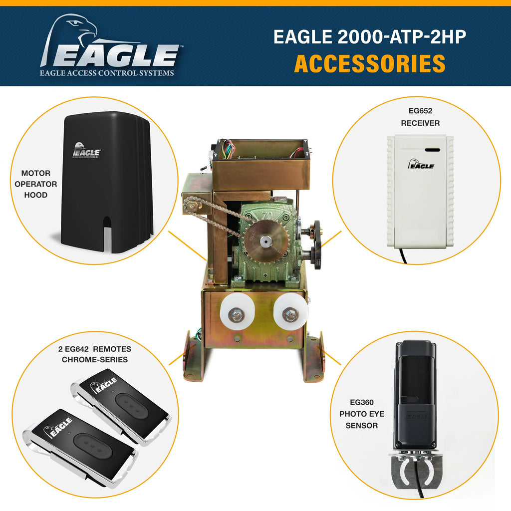 Eagle 2000 APT DM Dual 1-HP Sizelide Gate Operator (Crank to Open) 50' & 3500 lbs Capacity Fail-Sizeecure