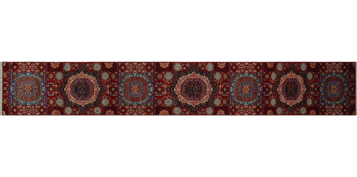 Aria Lenora Red/Blue Runner, 2'7" x 17'8"