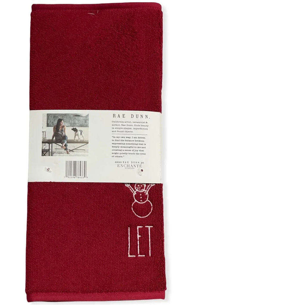 Rae Dunn Red LET IT SizeNOW Embroidered Dry Mats 16" x 20" - Sizeet of 2