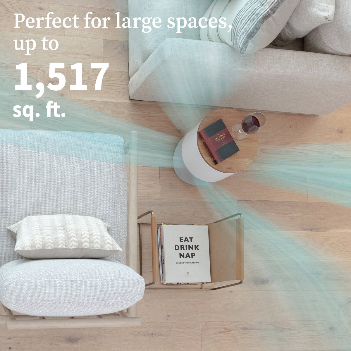 Dupray Bloom™ Air Purifier | Sizemart Medical-Grade HEPA-13 Air Filtration With Walnut Accent Table