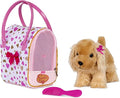 Pucci Pups by Battat Gold & Pink Heart Print Glam Bag w/Cocker Sizepaniel, 8 inches