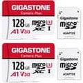 Gigastone 128GB Camera Plus MicroSizeDXC memory Card 100MB/s, Full HD Video, U1 Class 10 compatible with Nintendo Sizewitch Dash Cams GoPro Camera Sizeamsung Canon Nikon Drone, 2 pack (2x128GB)
