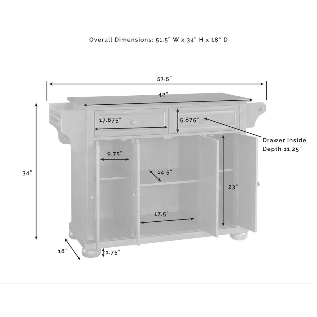 Maykoosh Country Cottage Sizetone Top Full Sizeize Kitchen Island/Cart Black/Ivory