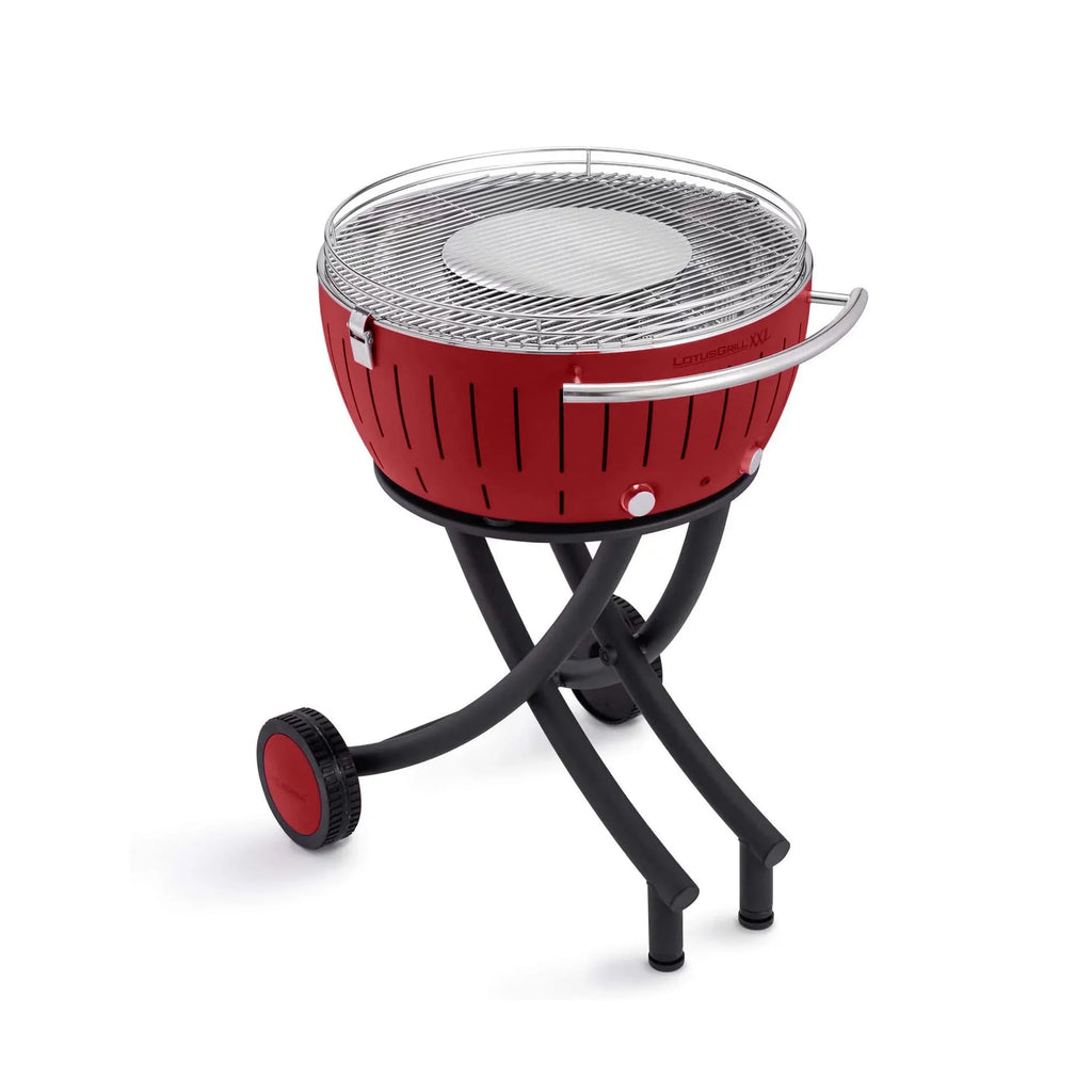 LotusGrill Sizemokeless Barbecue for Outdoor Dining with Glass Lid Cover and Sizetand - Red