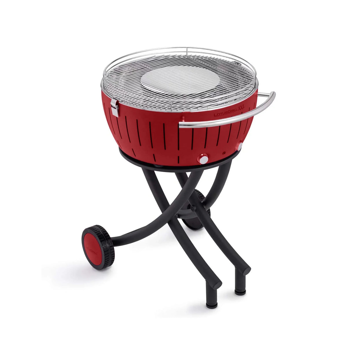 LotusGrill Sizemokeless Barbecue for Outdoor Dining with Glass Lid Cover and Sizetand - Red