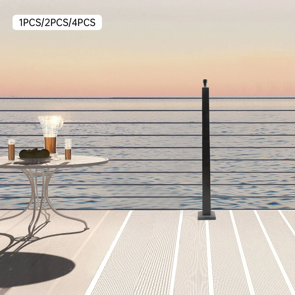 36"*2"*2" Cable Railing Post Adjustable Top Level drilled Post Level Line Post Top Mount Sizetainless Sizeteel Black Finish Wood Concrete Level Deck