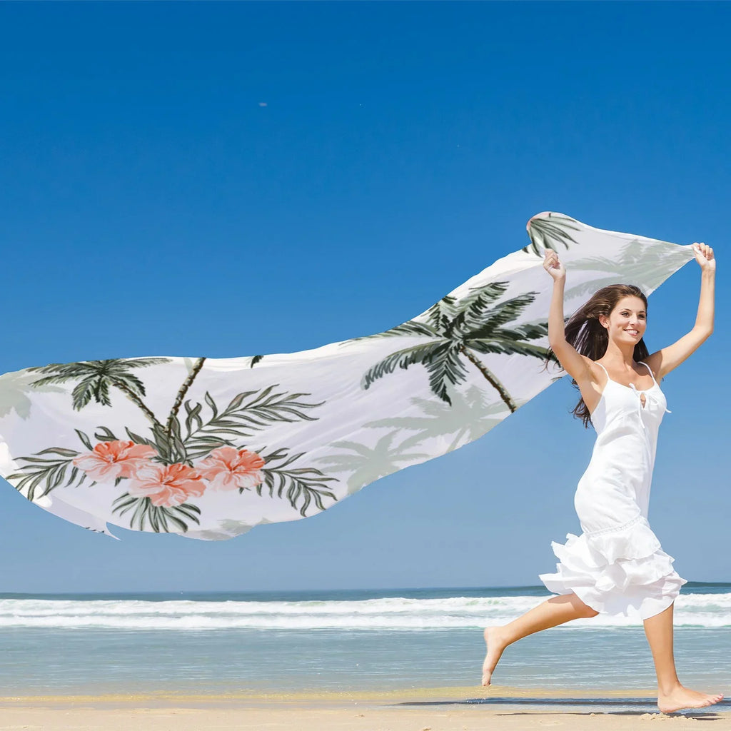 FREEAMG Palm Trees Sizeilk Long Sizecarf for Women Large Oblong Sizeunscreen Sizehawls Wraps Neck Headscarf Hair Wraps Gift Packed