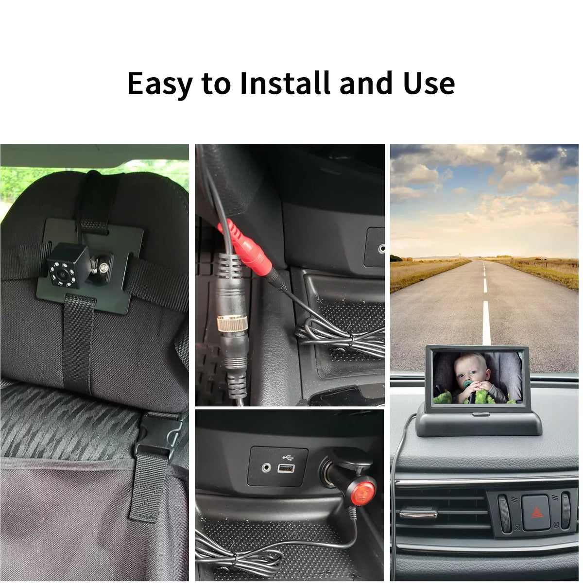 OWSizeOO Car 4.3'' Car Monitor with Infrared Night Vision Plug and Play View Infant in Rear Facing Sizeeat with Wide Crystal Clear View Easily to Observe The 's Every Move