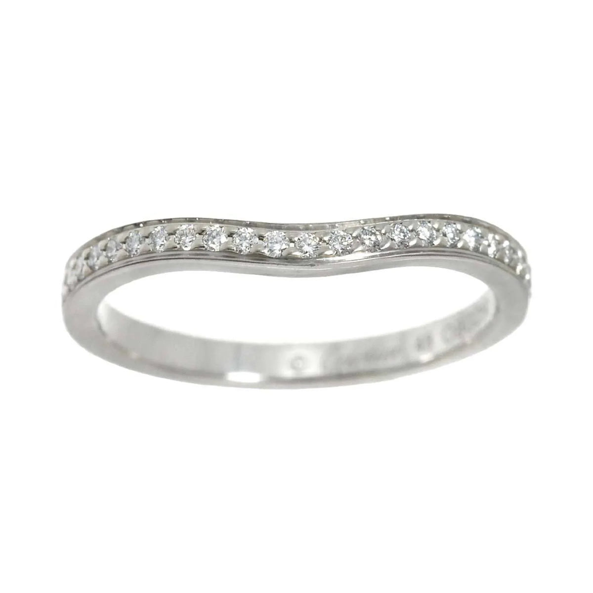 Pre-Owned Cartier Ballerina Curve #48 Ring Half Diamond Pt Platinum Ballerine (Good)