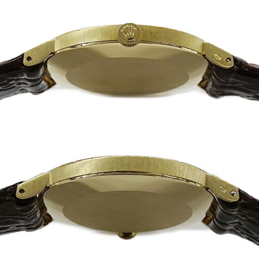 Pre-Owned Rolex Cellini 3831J Men's Watch, Hand-wound, 750YG, Leather, Gold, Polished (Fair)