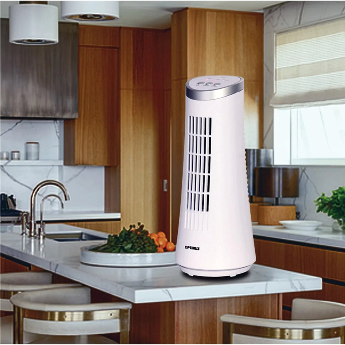 F-7345WH 12" Desktop Ultraslim Oscillating Tower Fan (Ivory)